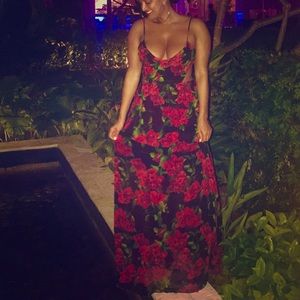 Rose floral maxi dress